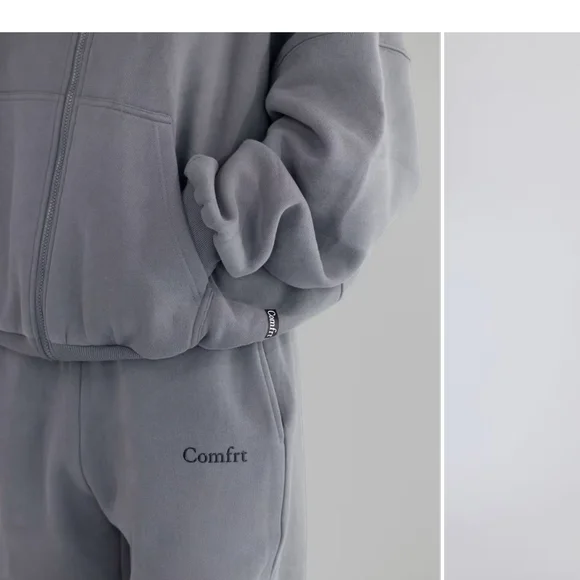 Comfort Cloud Oversized Wolf Gray Sweatpants And Zip Up Hoodie Men Women - Picture 3 of 9